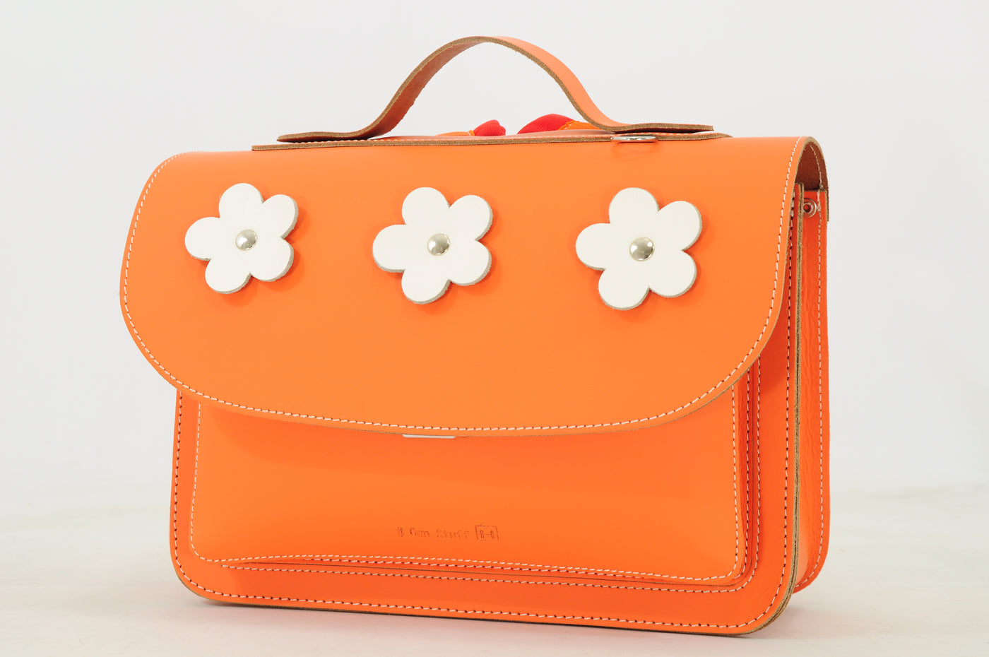 Own Stuff | lederen kleuterboekentas flowers orange