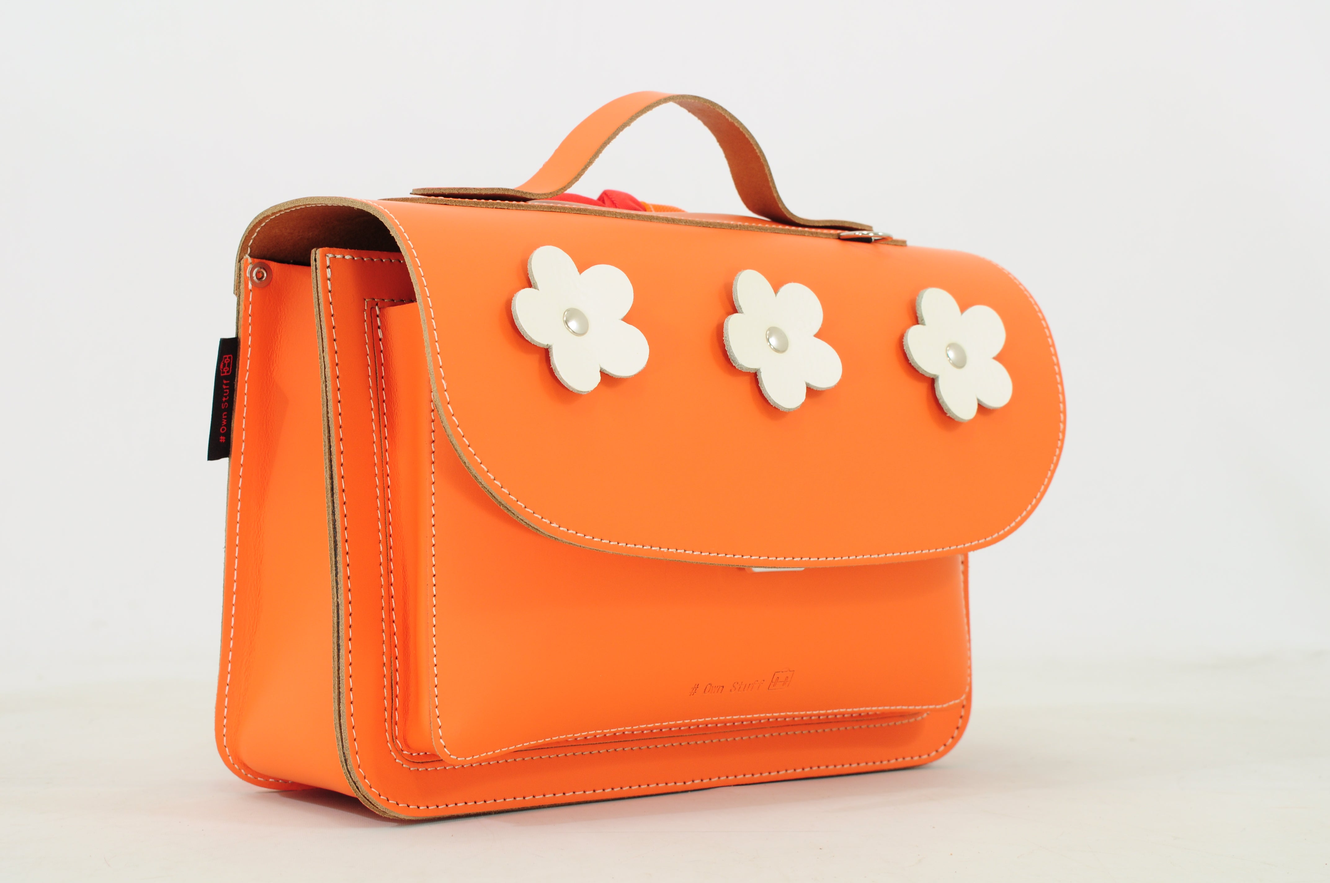 Own Stuff | lederen kleuterboekentas flowers orange