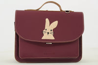 Own Stuff | lederen kleuterboekentas rabbit aubergine