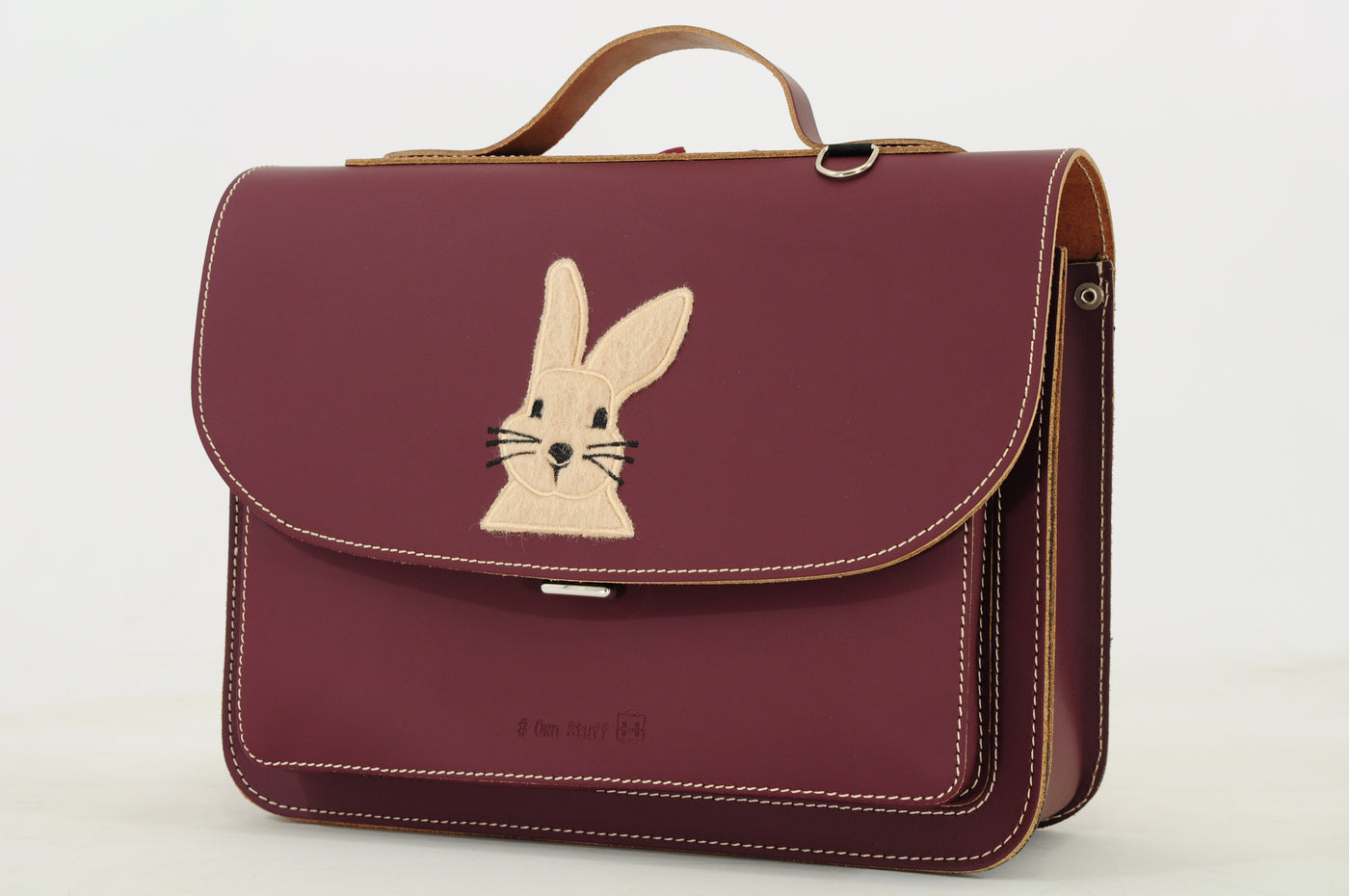 Own Stuff | lederen kleuterboekentas rabbit aubergine