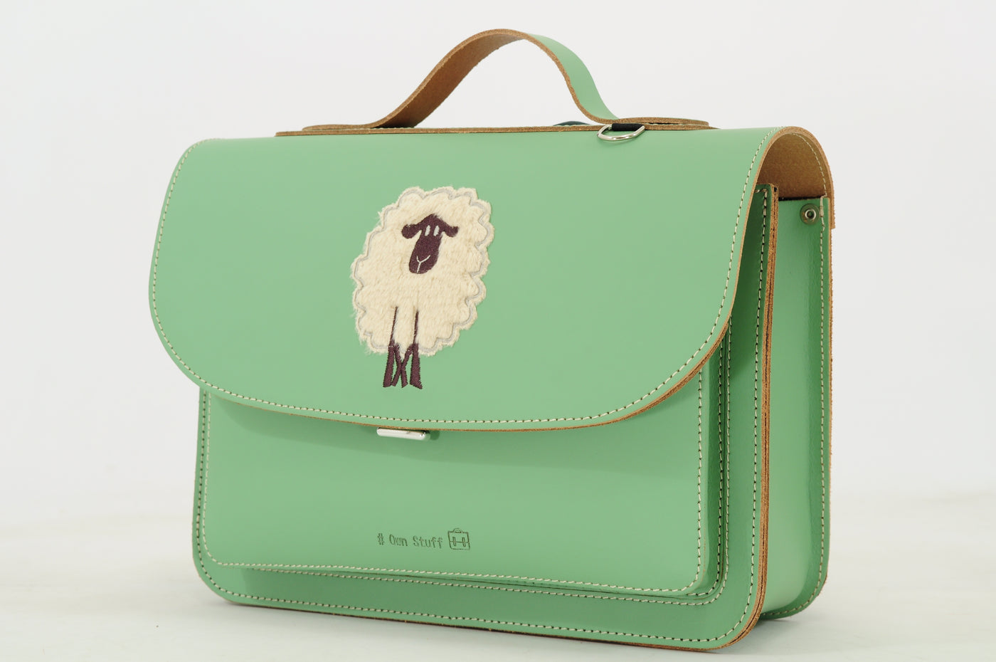 Own Stuff | lederen kleuterboekentas sheep pastel green