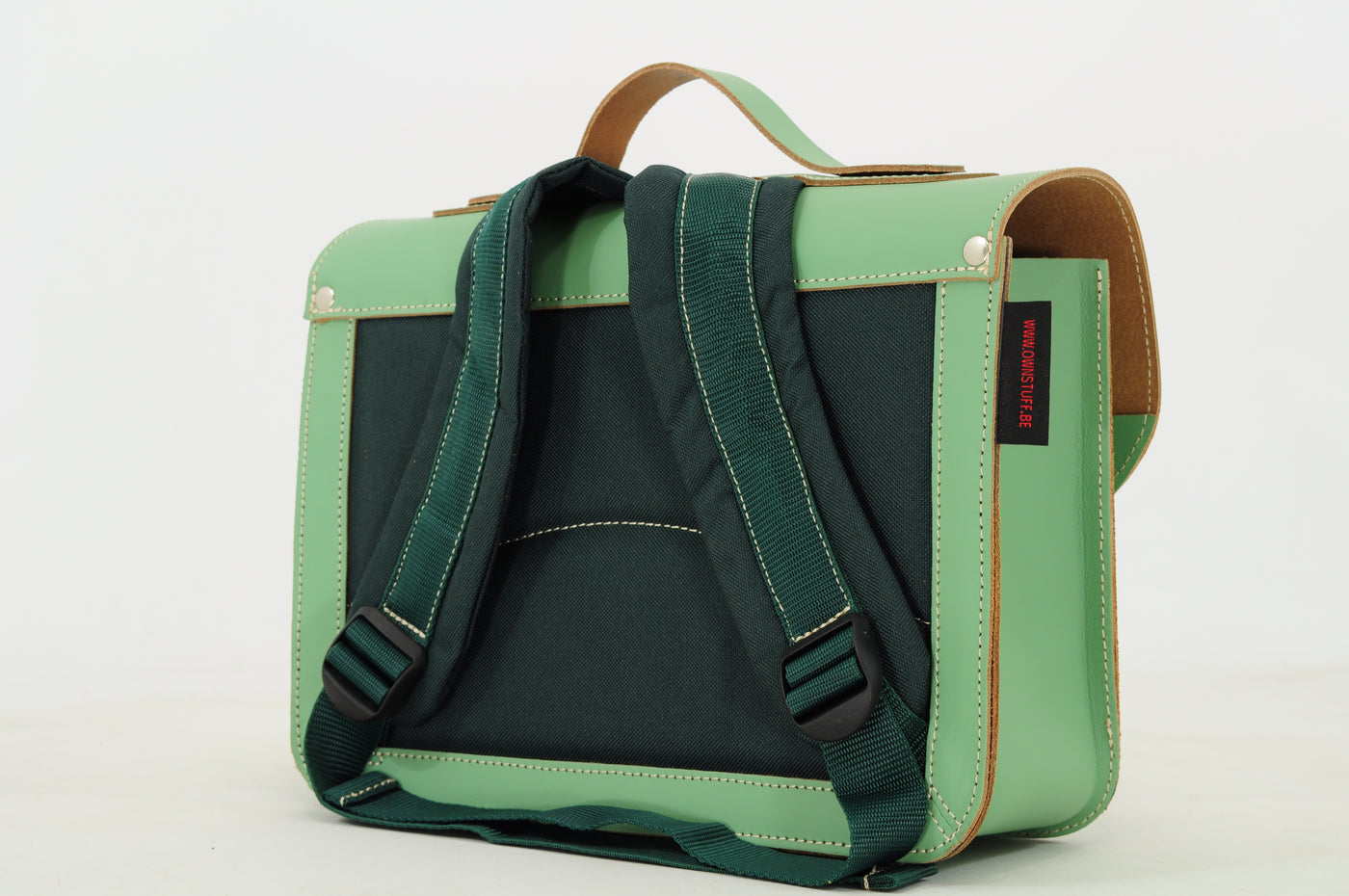 Own Stuff | lederen kleuterboekentas sheep pastel green