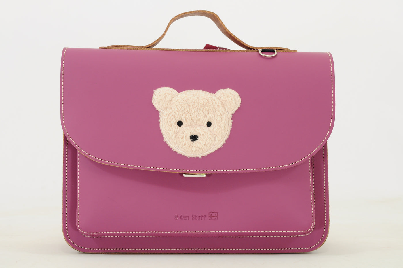Own Stuff | lederen kleuterboekentas teddy plum