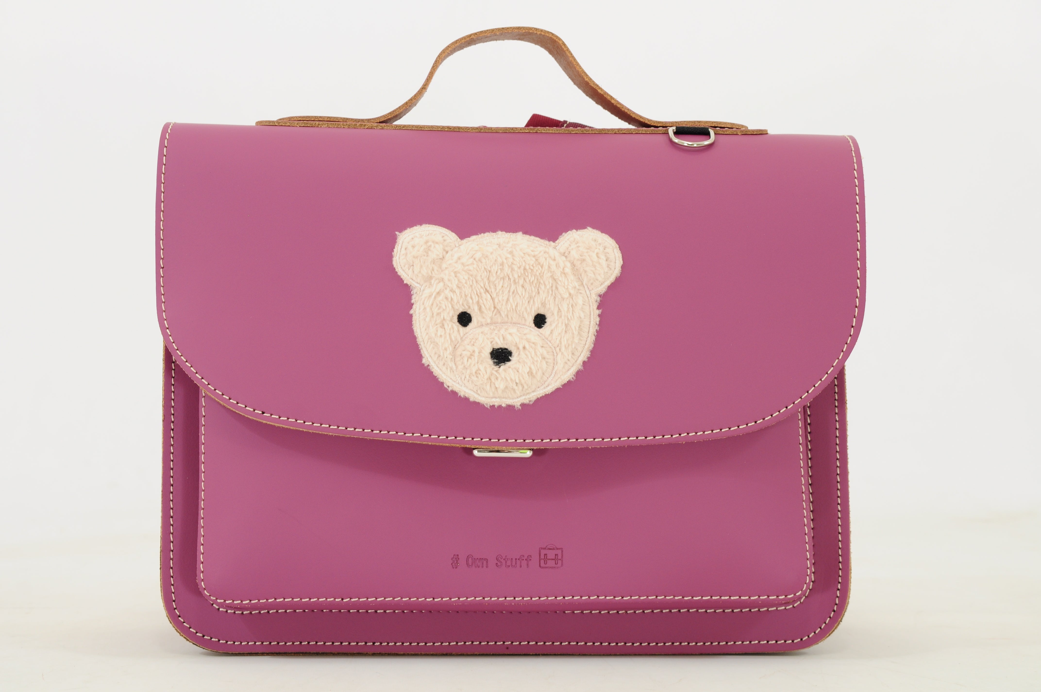 Own Stuff | lederen kleuterboekentas teddy plum