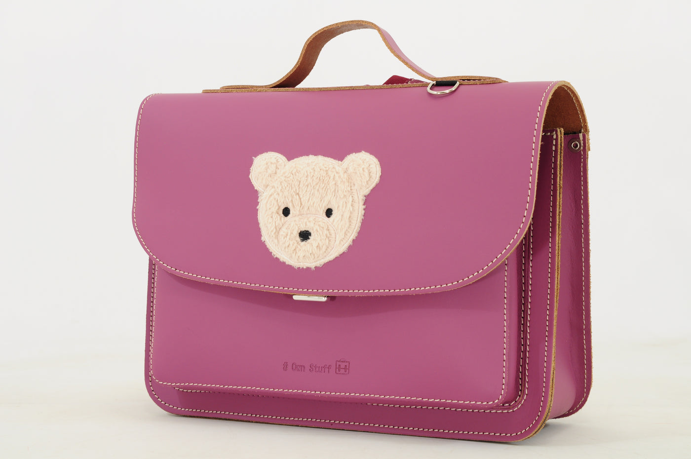 Own Stuff | lederen kleuterboekentas teddy plum