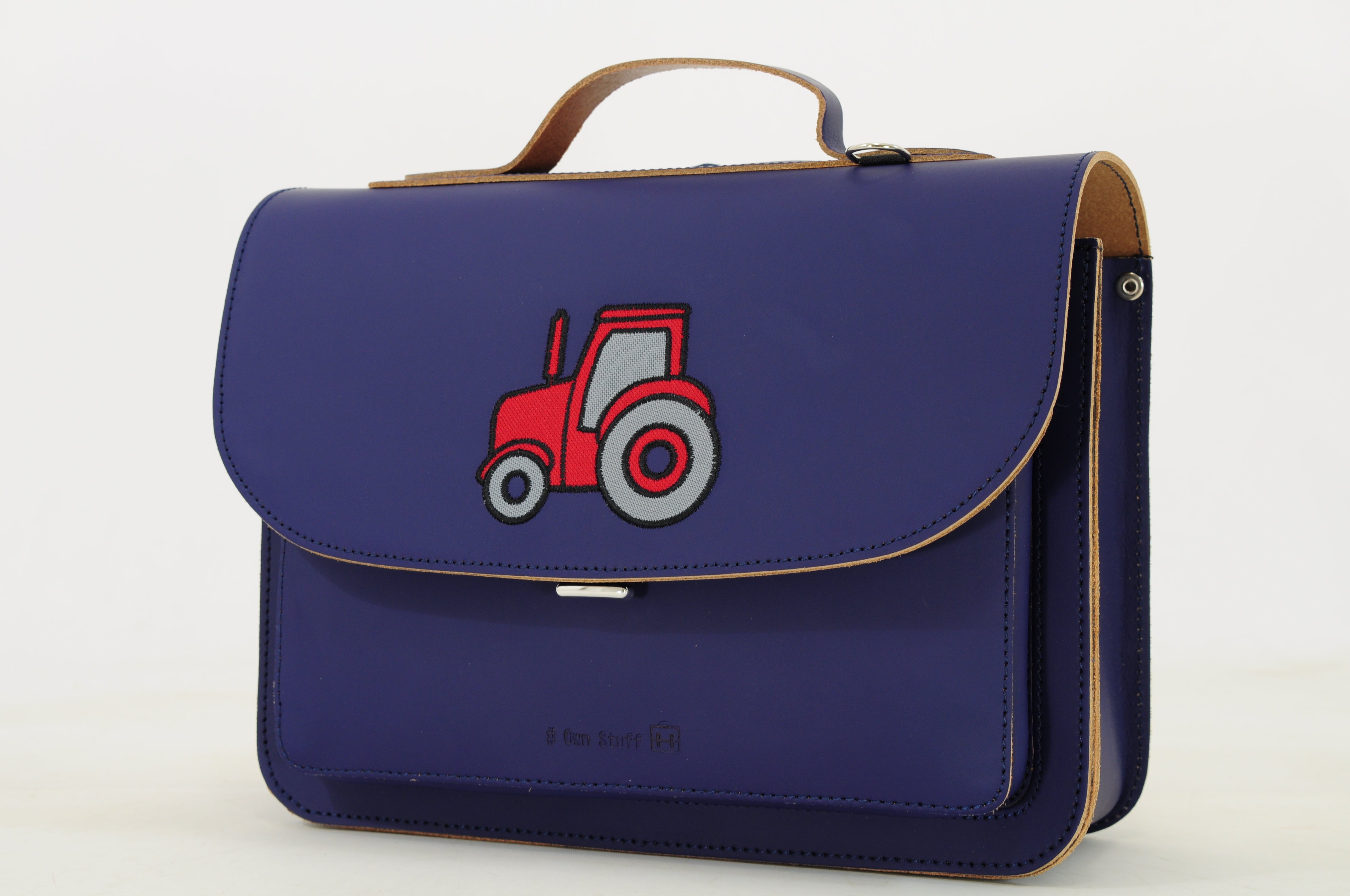 Own Stuff | lederen kleuterboekentas tractor marine