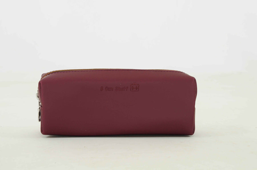 Own Stuff | lederen pennenzak aubergine