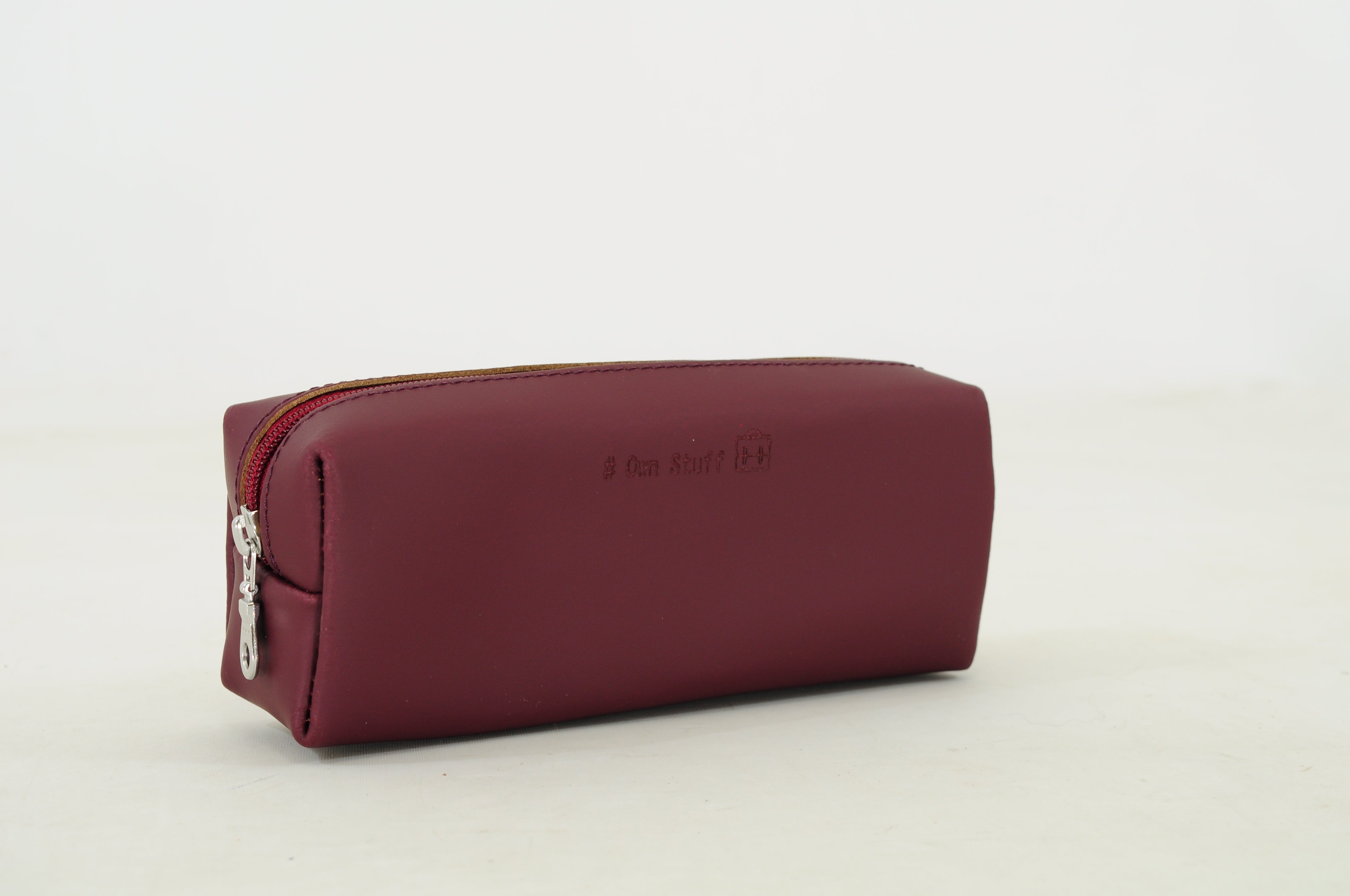 Own Stuff | lederen pennenzak aubergine
