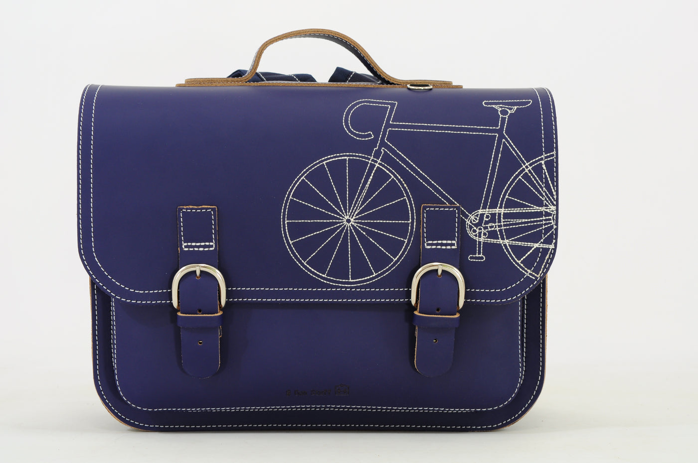 Own Stuff | lederen boekentas classic bike marine