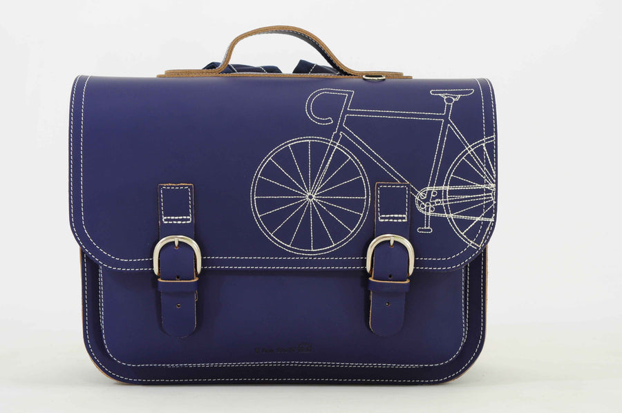 Own Stuff | lederen boekentas classic bike marine