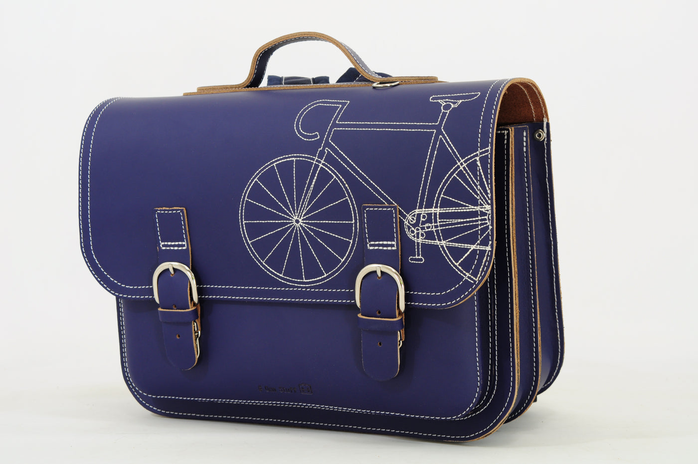 Own Stuff | lederen boekentas classic bike marine