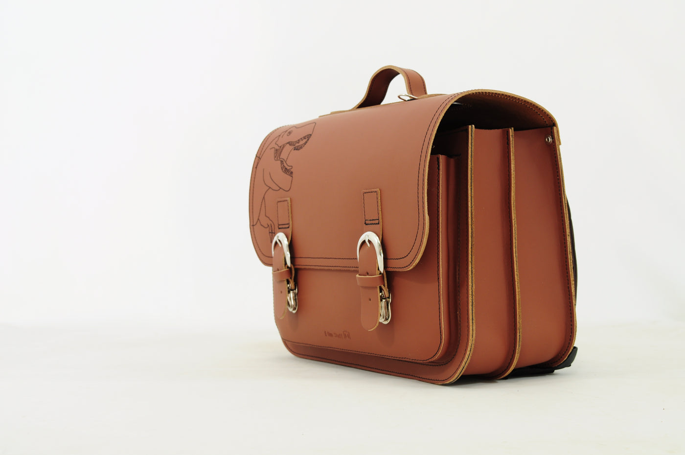Own Stuff | lederen boekentas classic dino chestnut
