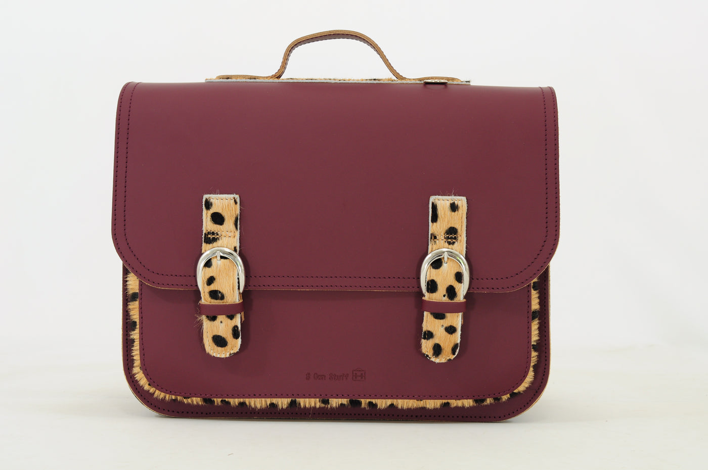 Own Stuff | lederen boekentas classic leo aubergine