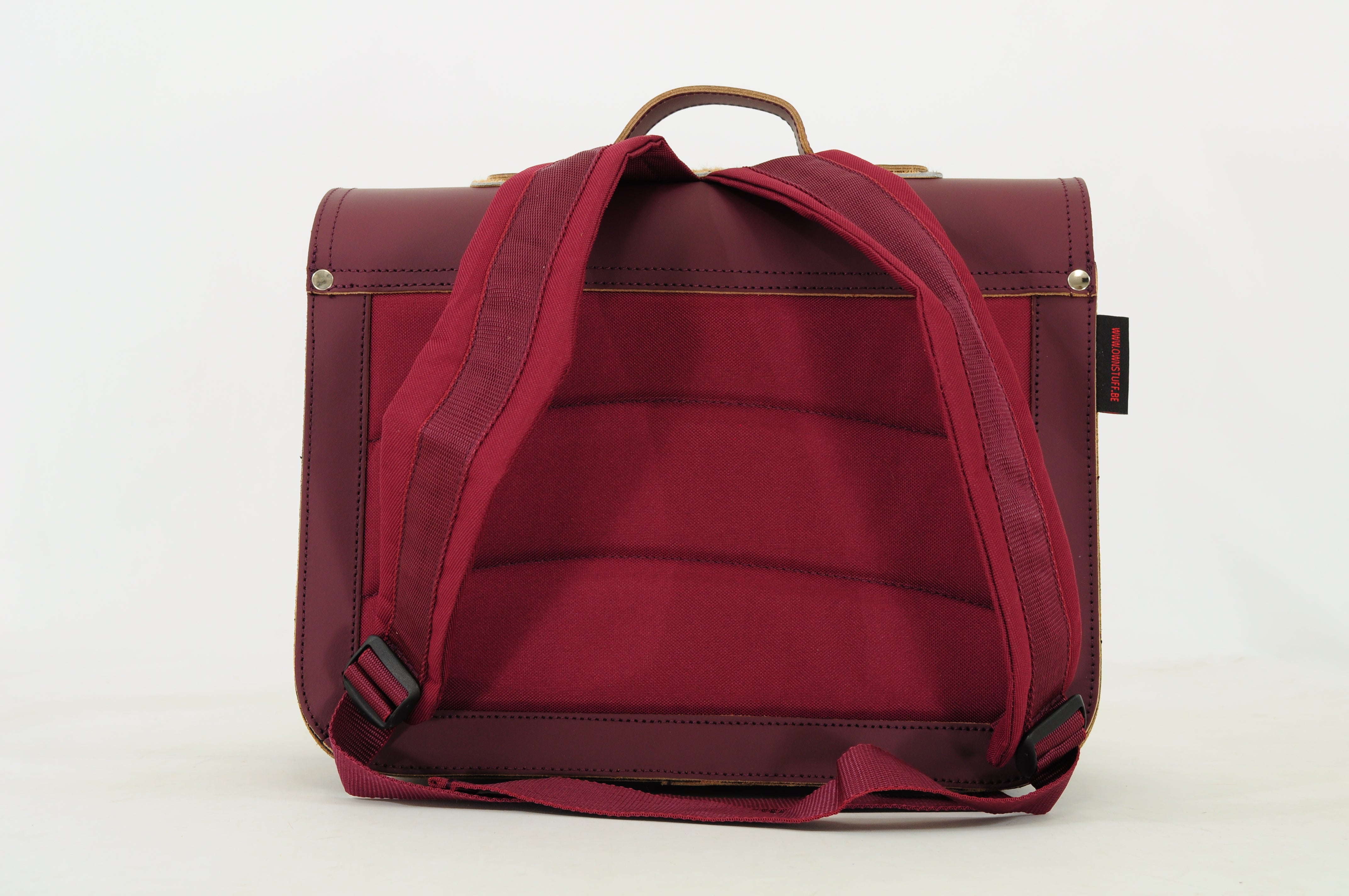 Own Stuff | lederen boekentas classic leo aubergine