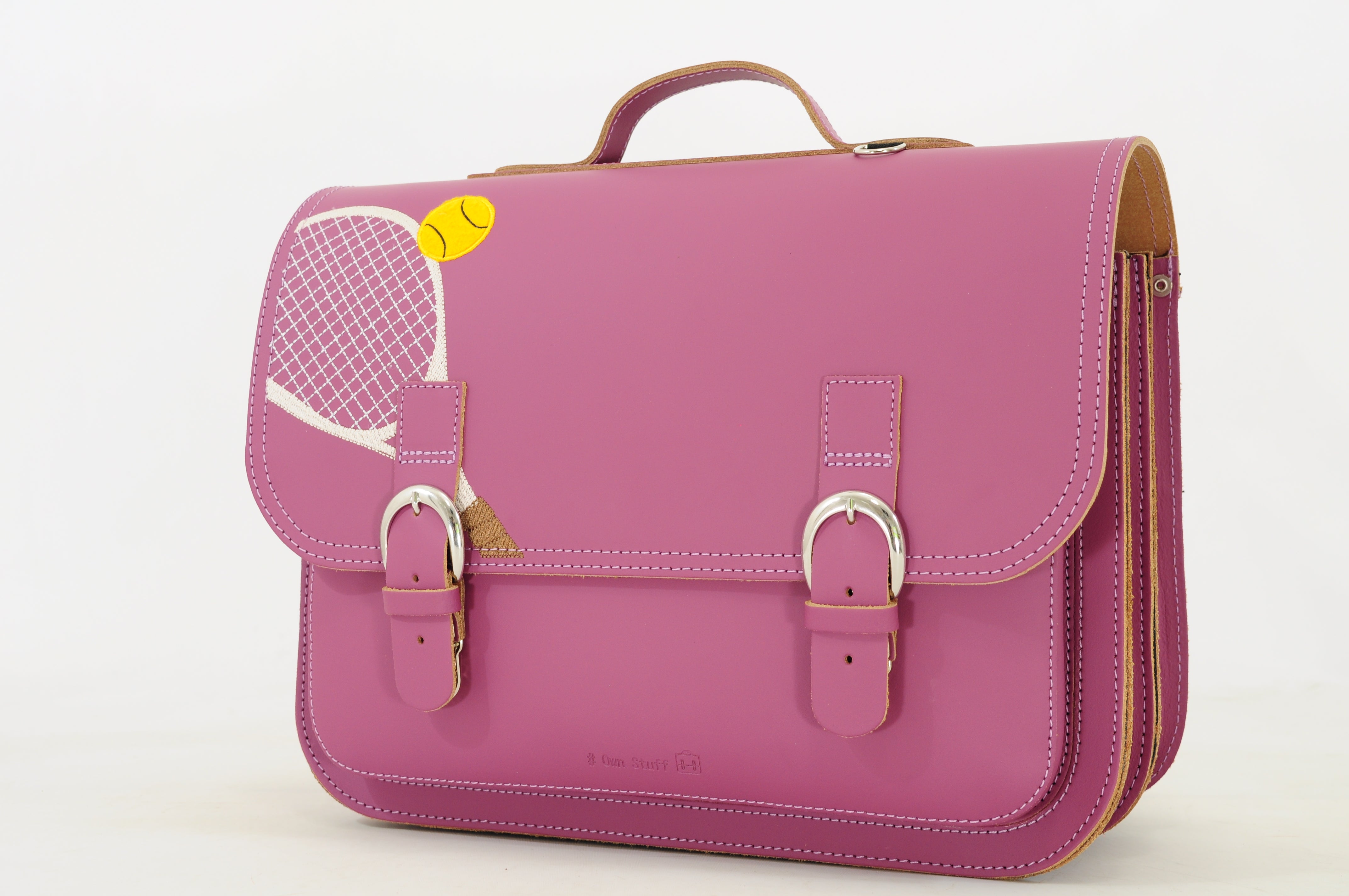 Own Stuff | lederen boekentas classic tennis plum
