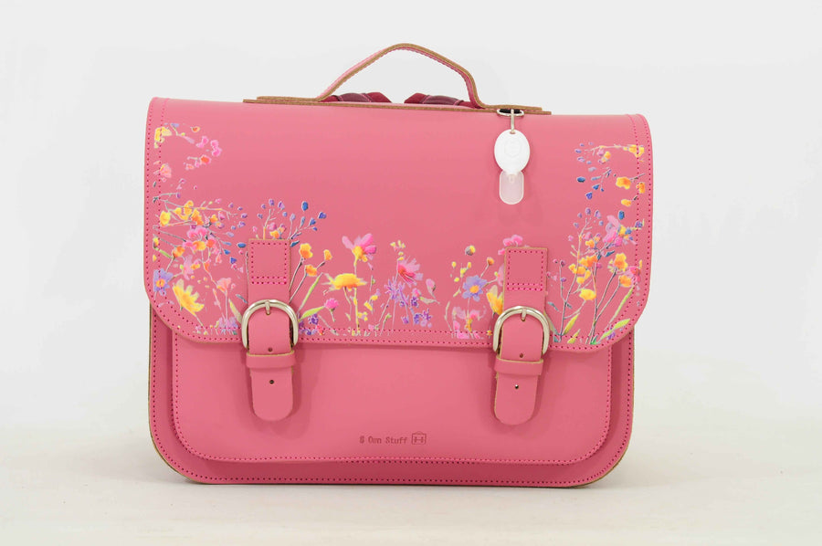Own Stuff | lederen boekentas classic wildflower antiek pink