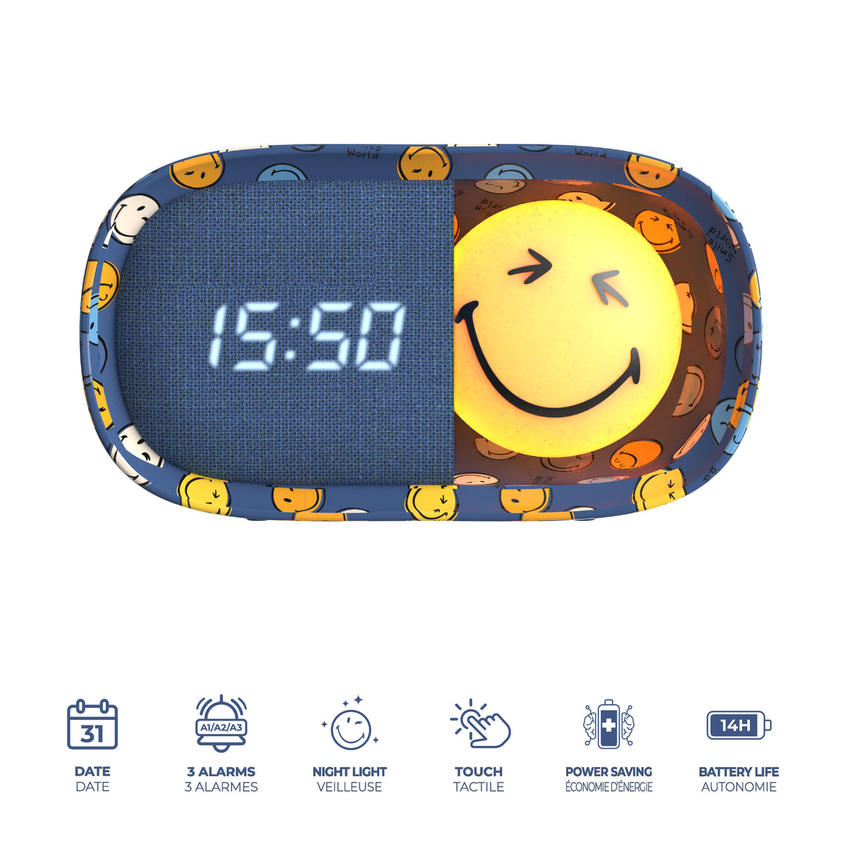 MOB | dreamy clock smiley world blue
