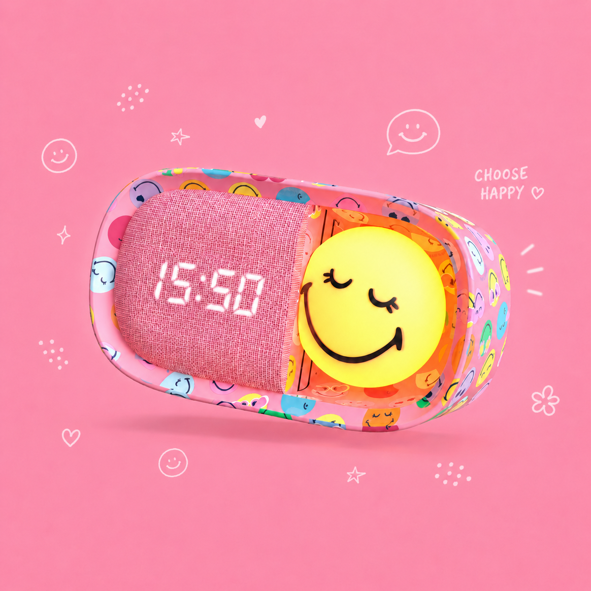 MOB | dreamy clock smiley world pink