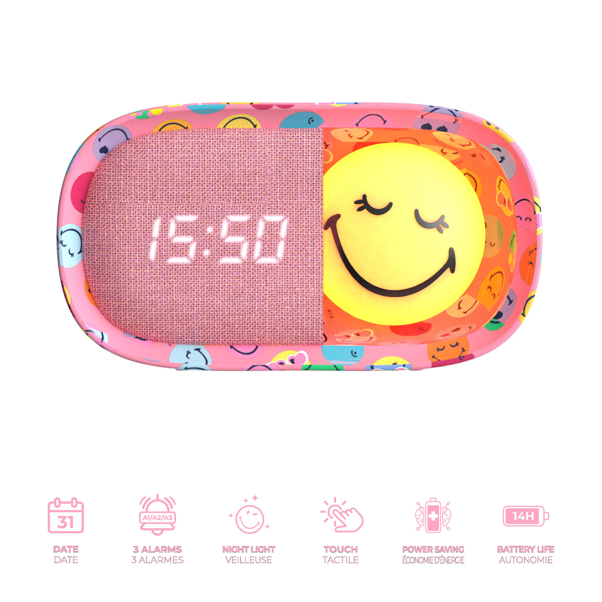 MOB | dreamy clock smiley world pink