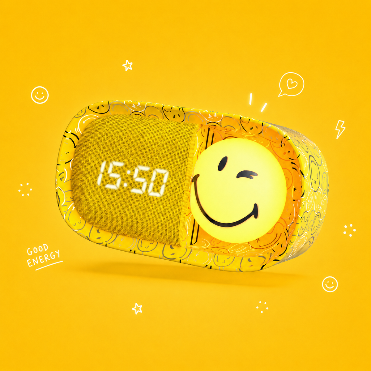MOB | dreamy clock smiley world yellow