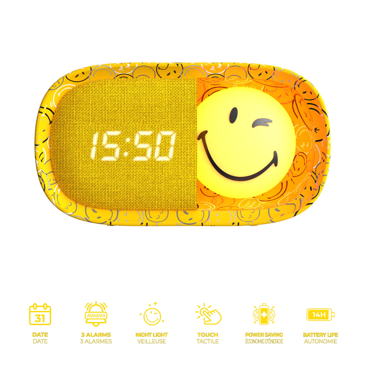 MOB | dreamy clock smiley world yellow