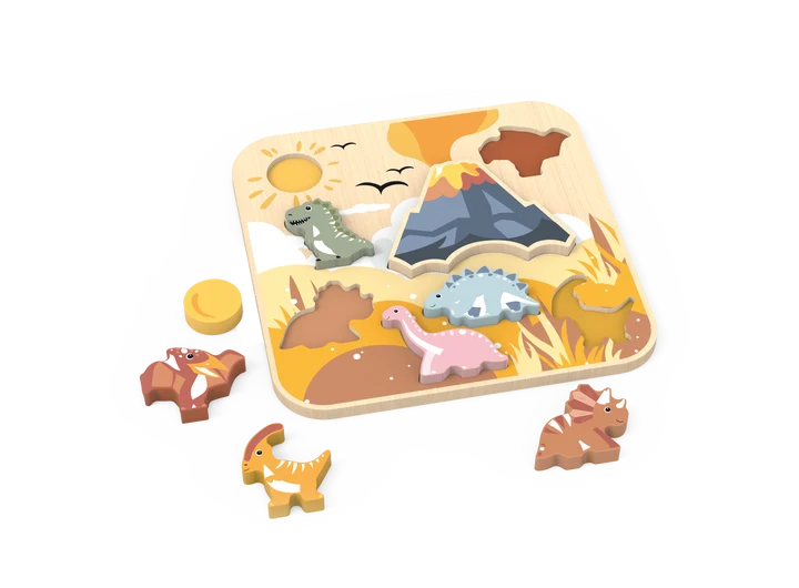 Speedy Monkey puzzel dinosaures - houten puzzel