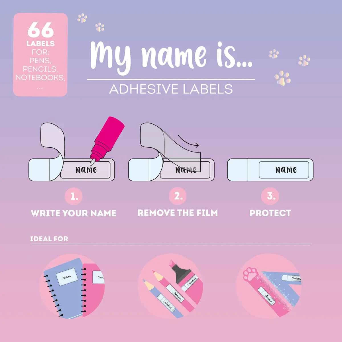 Legami | Naamstickers Kitty 3-pack