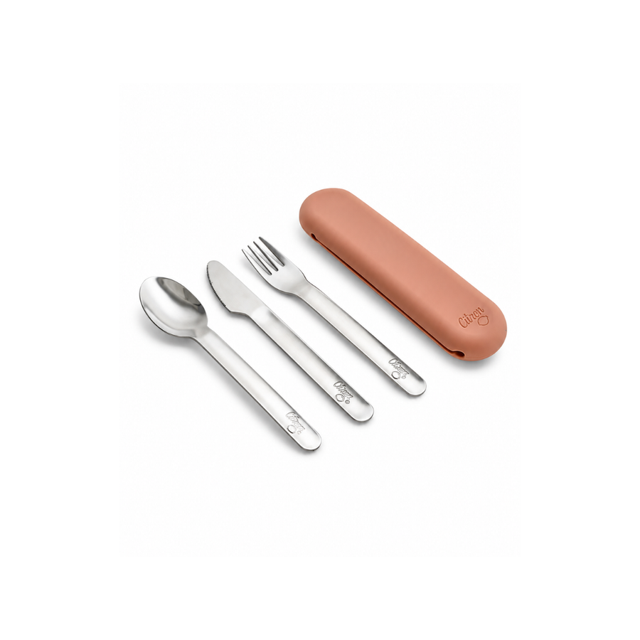 Citron | bestekset rvs met opbergzakje blush pink