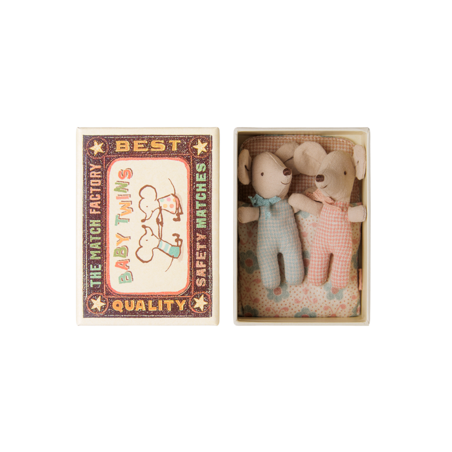 Maileg | baby tweelingmuis in lucifer doosje checker