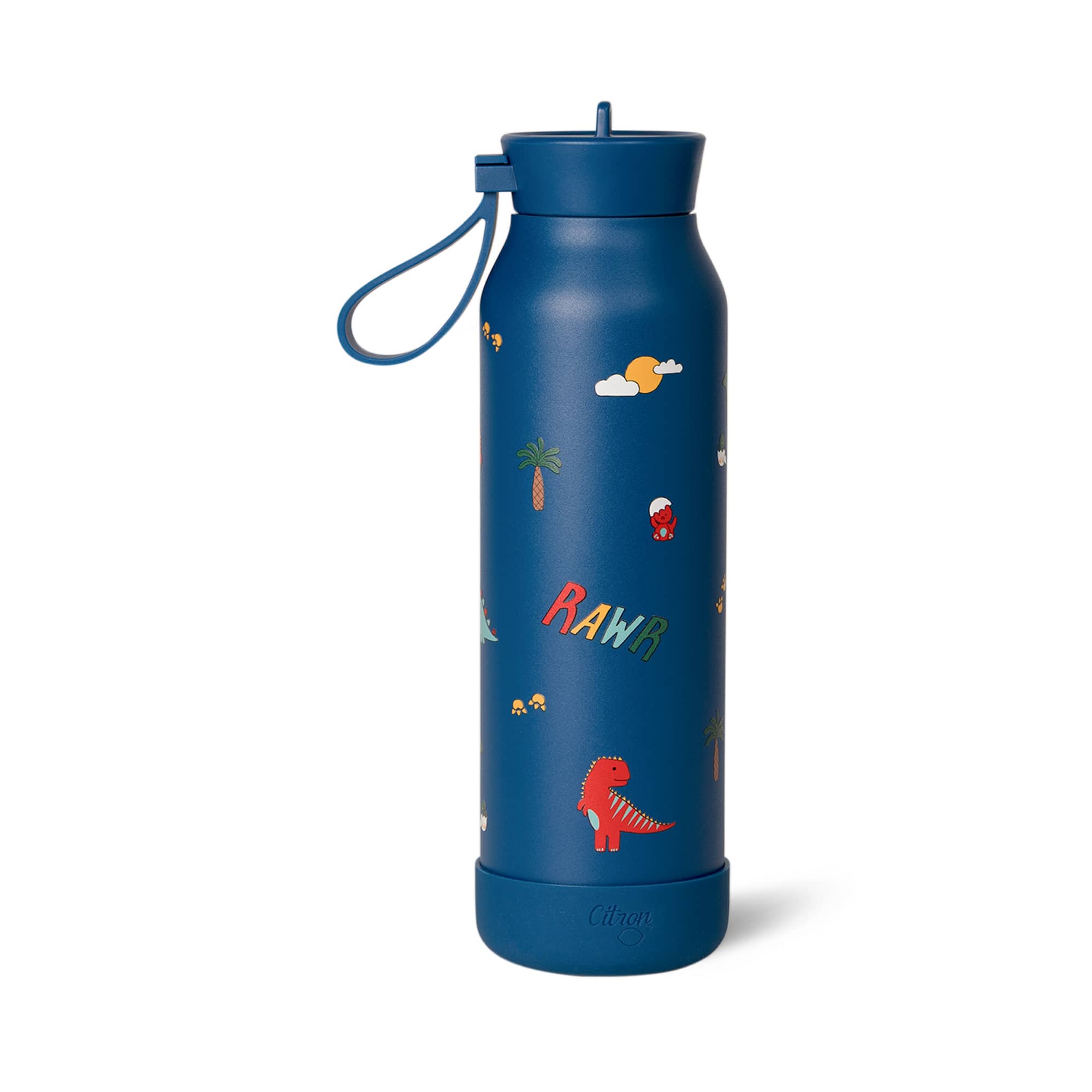 Citron | medium water bottle 500ml blue dino