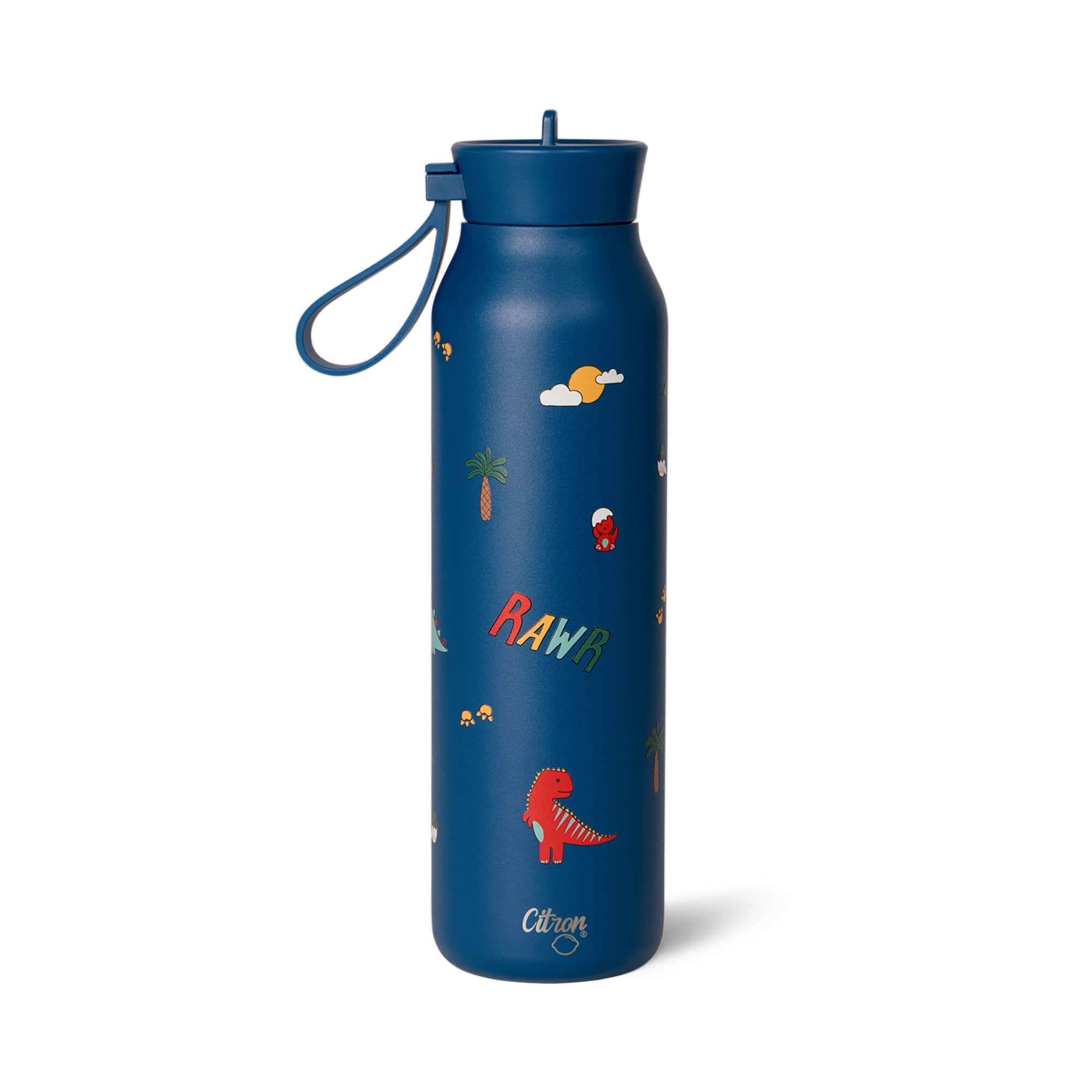 Citron | medium water bottle 500ml blue dino