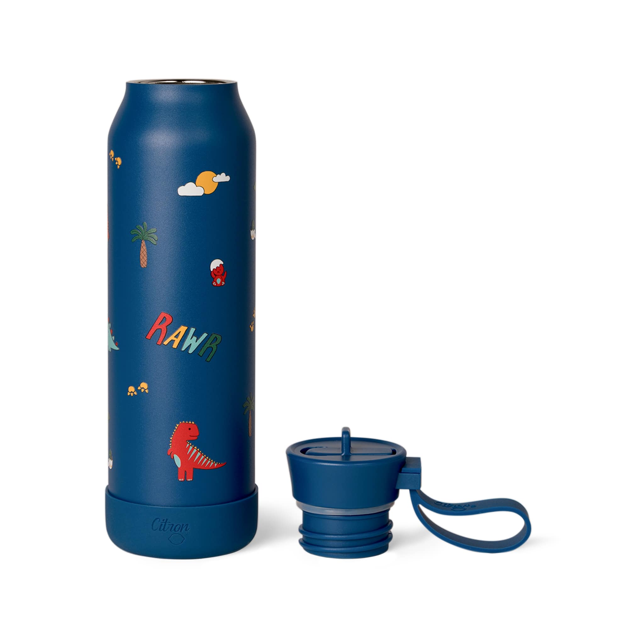 Citron | medium water bottle 500ml blue dino
