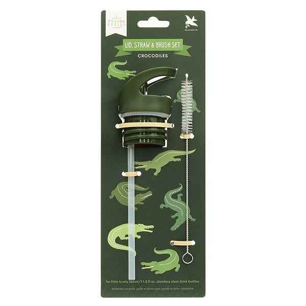 Set de couvercle-paille et brosse à motif de crocodiles