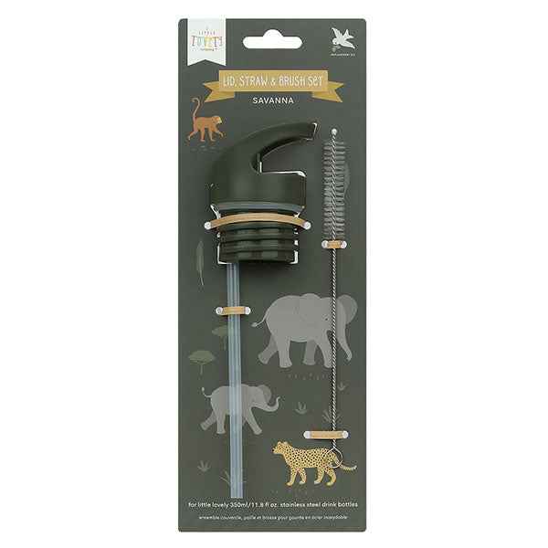 Ensemble paille, couvercle et brosse Savanne