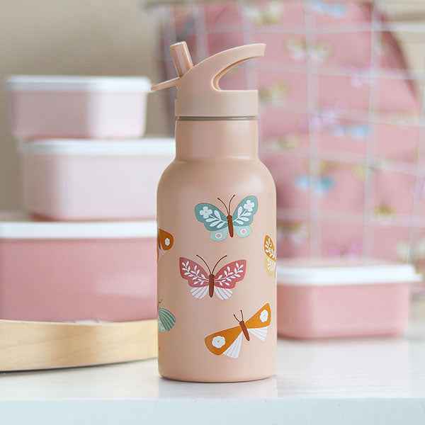 A Little Lovely Company | Stainless Steel Drink Bottle with Butterflies