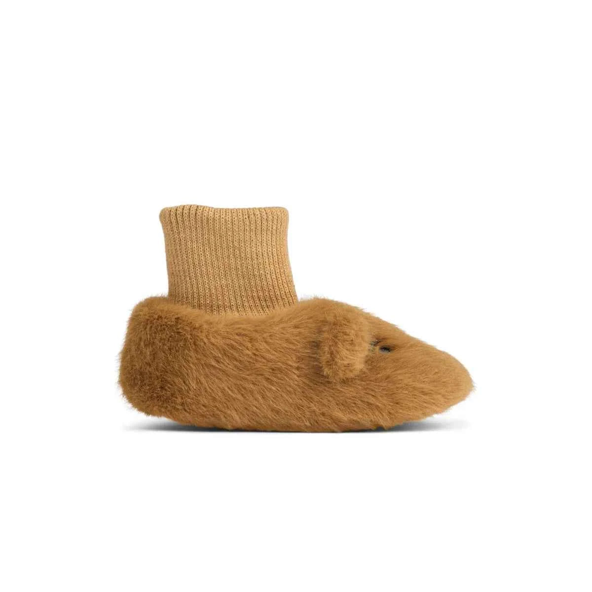 Liewood | Beth Beer Plush Slippers - Golden Caramel