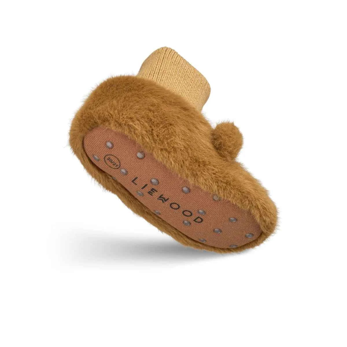 Liewood | Beth Beer Plush Slippers - Golden Caramel