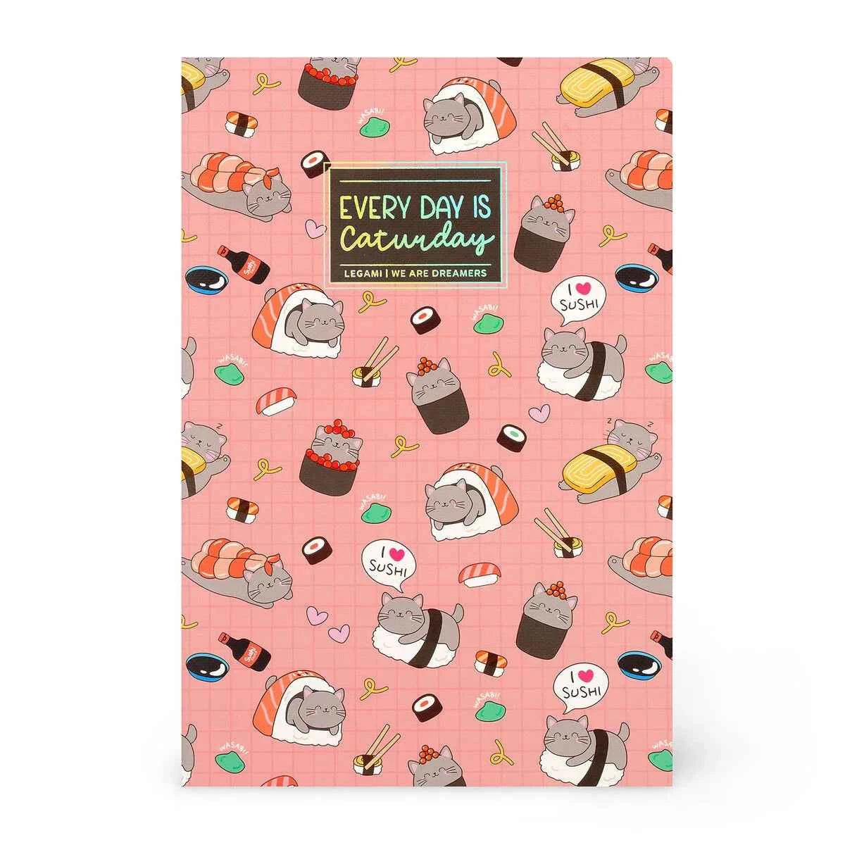 Legami | A5 Lined Notebook with Illustrated Hardcover - Sushi Cat