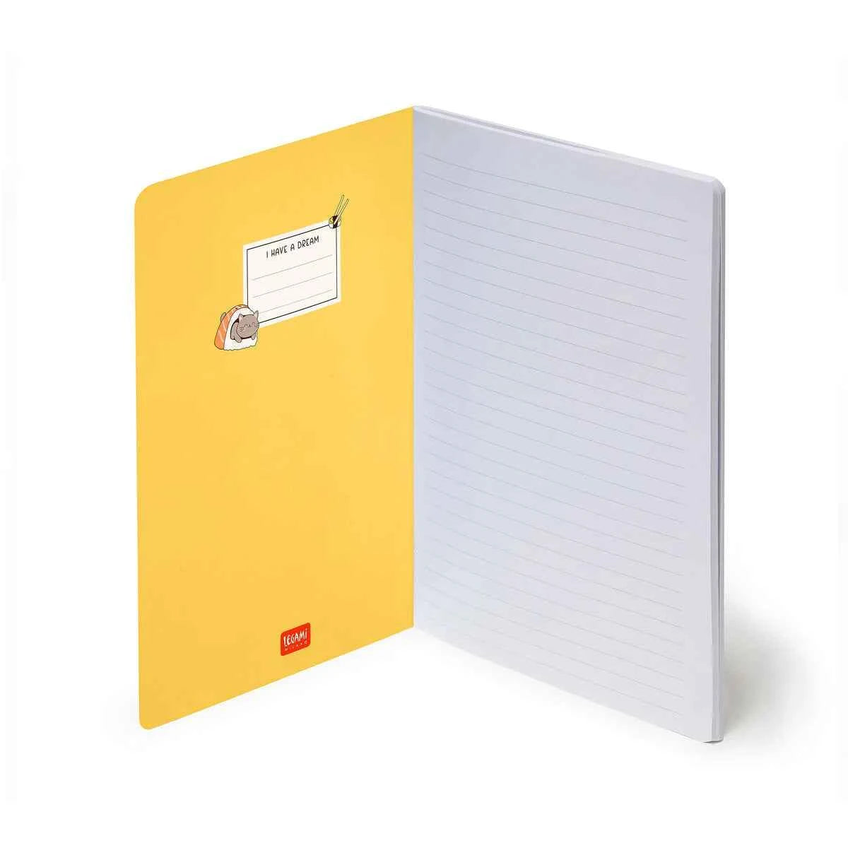 Legami | A5 Lined Notebook with Illustrated Hard Cover - Sushi Cat
