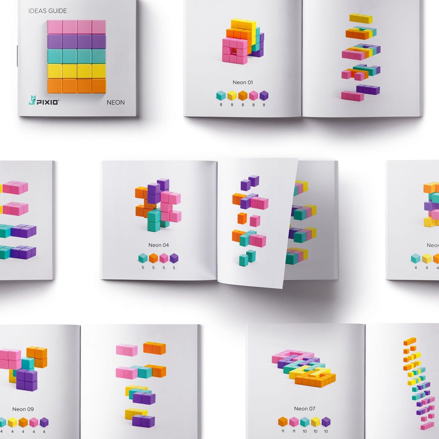 Pixio | Magnetische Blokken Abstract Series Neon 60  Stuks