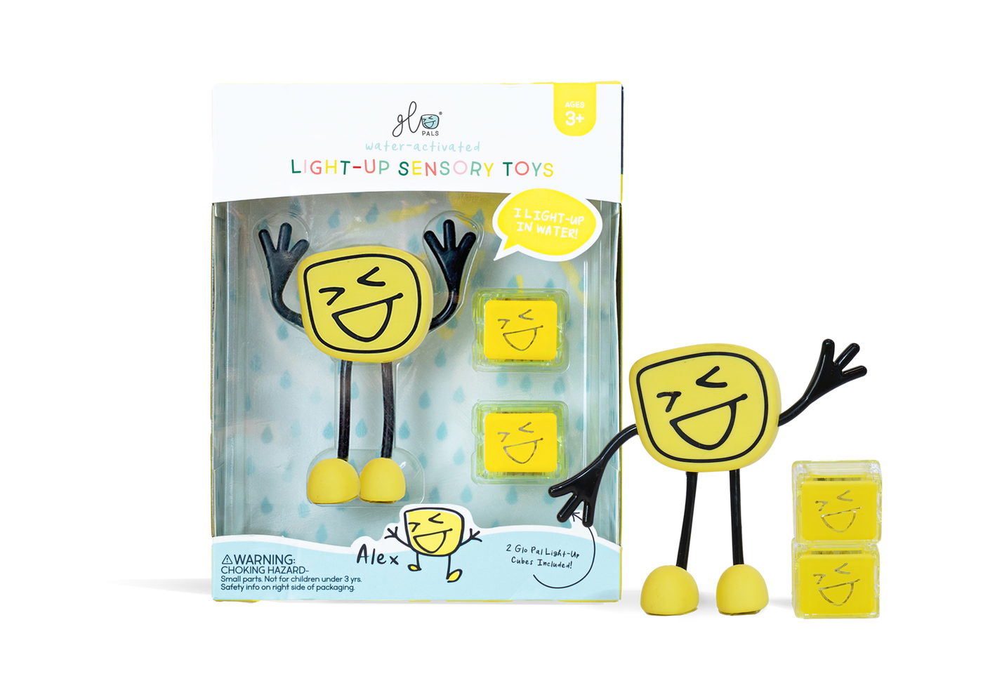 Glo Pals Alex, light up cubes, characters, geel 1+2 Stuks