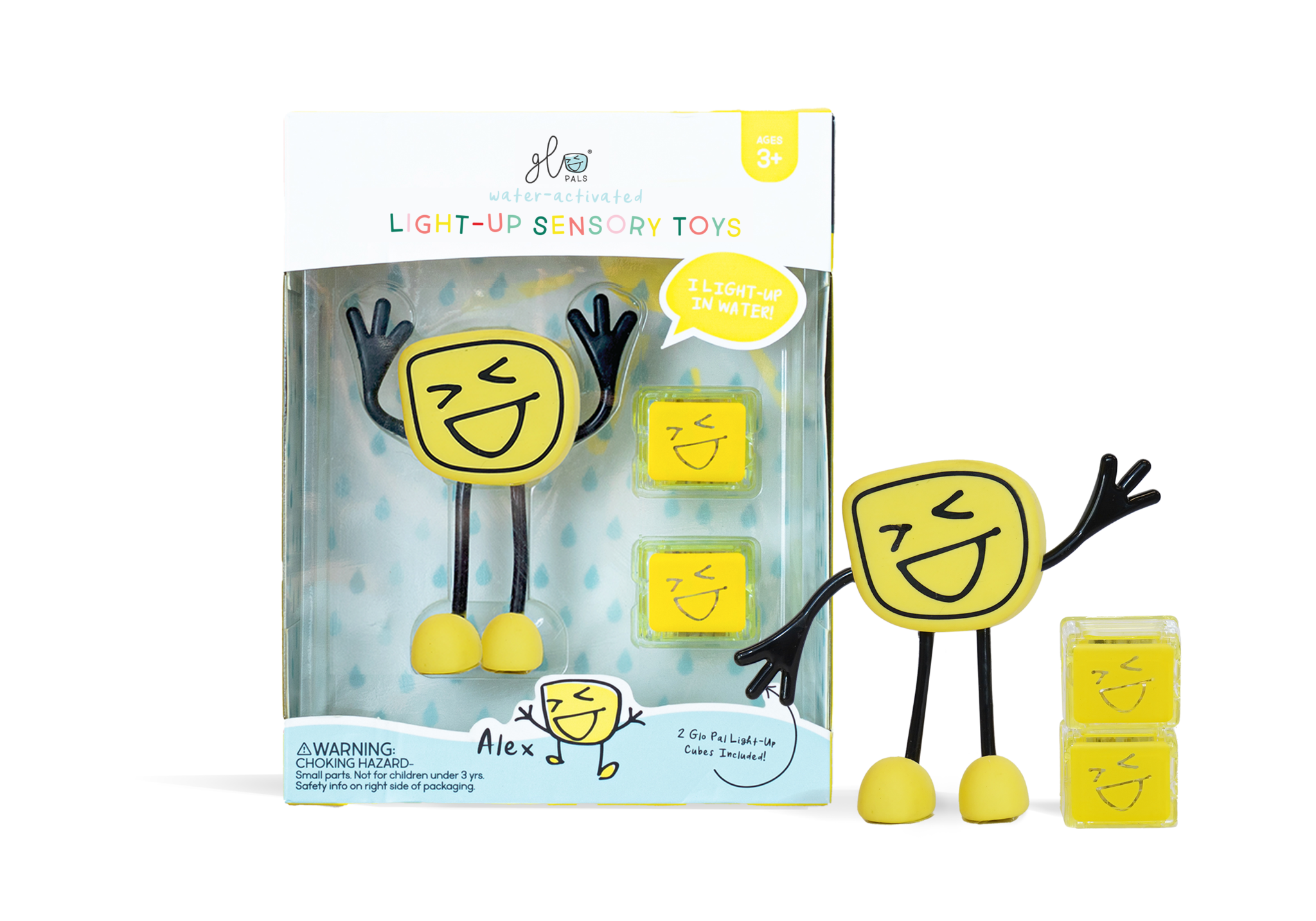 Glo Pals Alex, light up cubes, characters, geel 1+2 Stuks