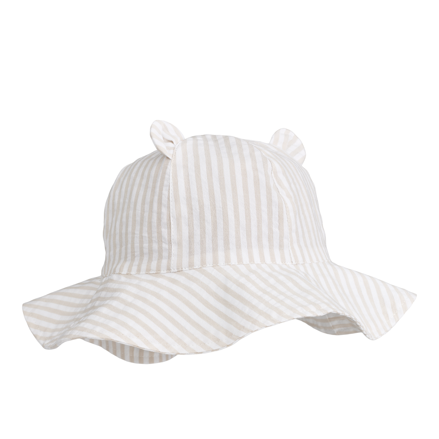 Liewood Amelia Seersucker Zonnehoed Met Oren Stripes Crisp White/Sandy