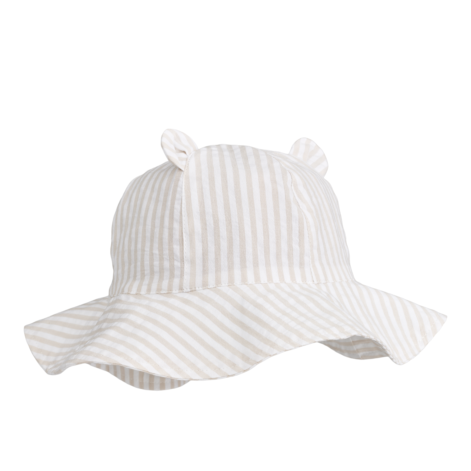 Liewood Amelia Seersucker Zonnehoed Met Oren Stripes Crisp White/Sandy
