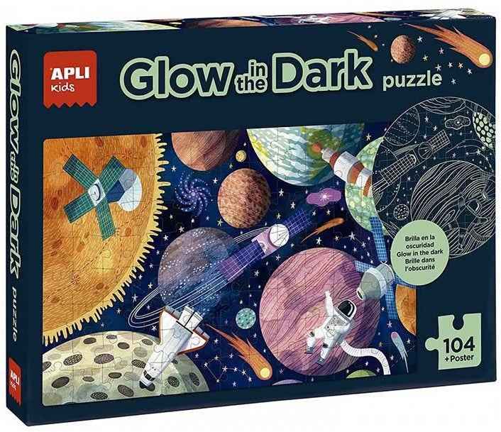 APLI | Glow In The Dark Solar System Puzzle + Poster 104 Pieces