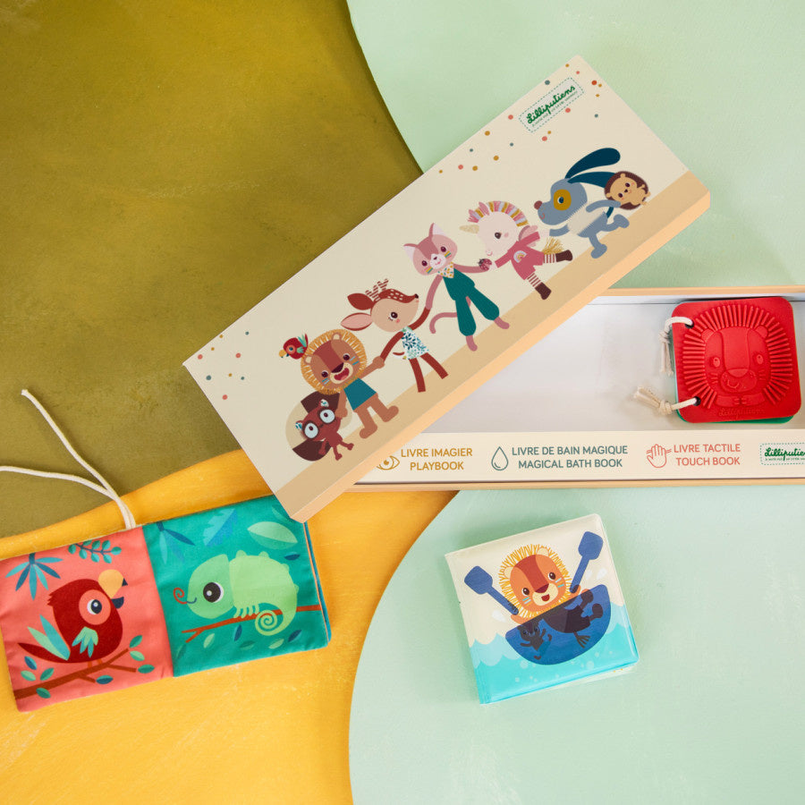 Lilliputiens | Jack 3 sensorische Boeken Voor Baby's  Jungle
