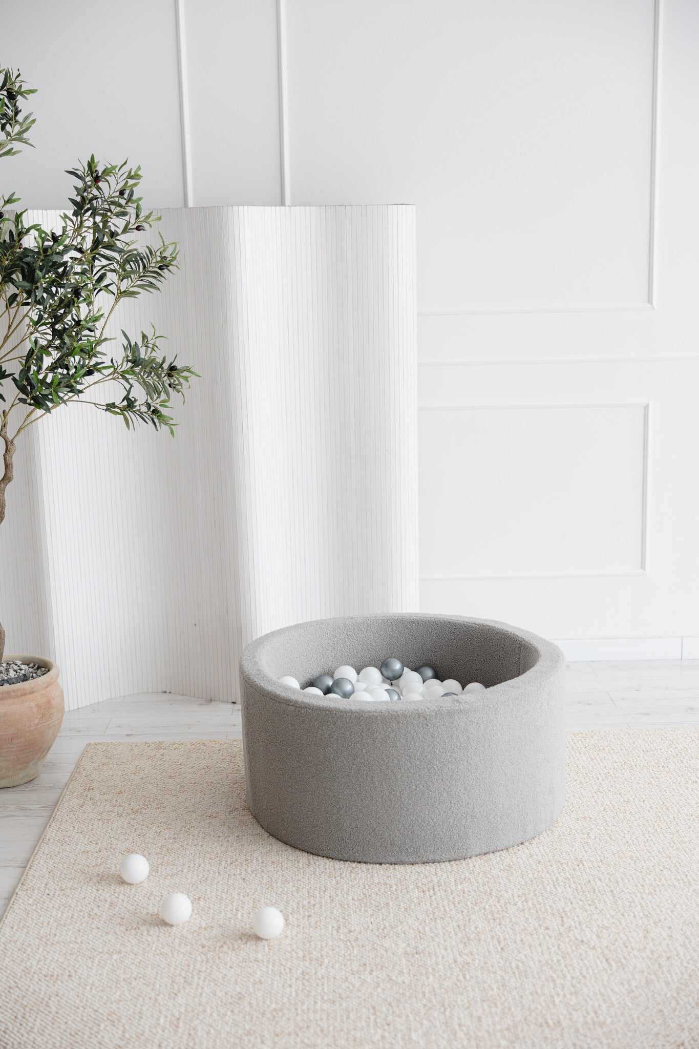 Moje | Ballenbad Bouclé - Grey 90x40 cm + Ballen