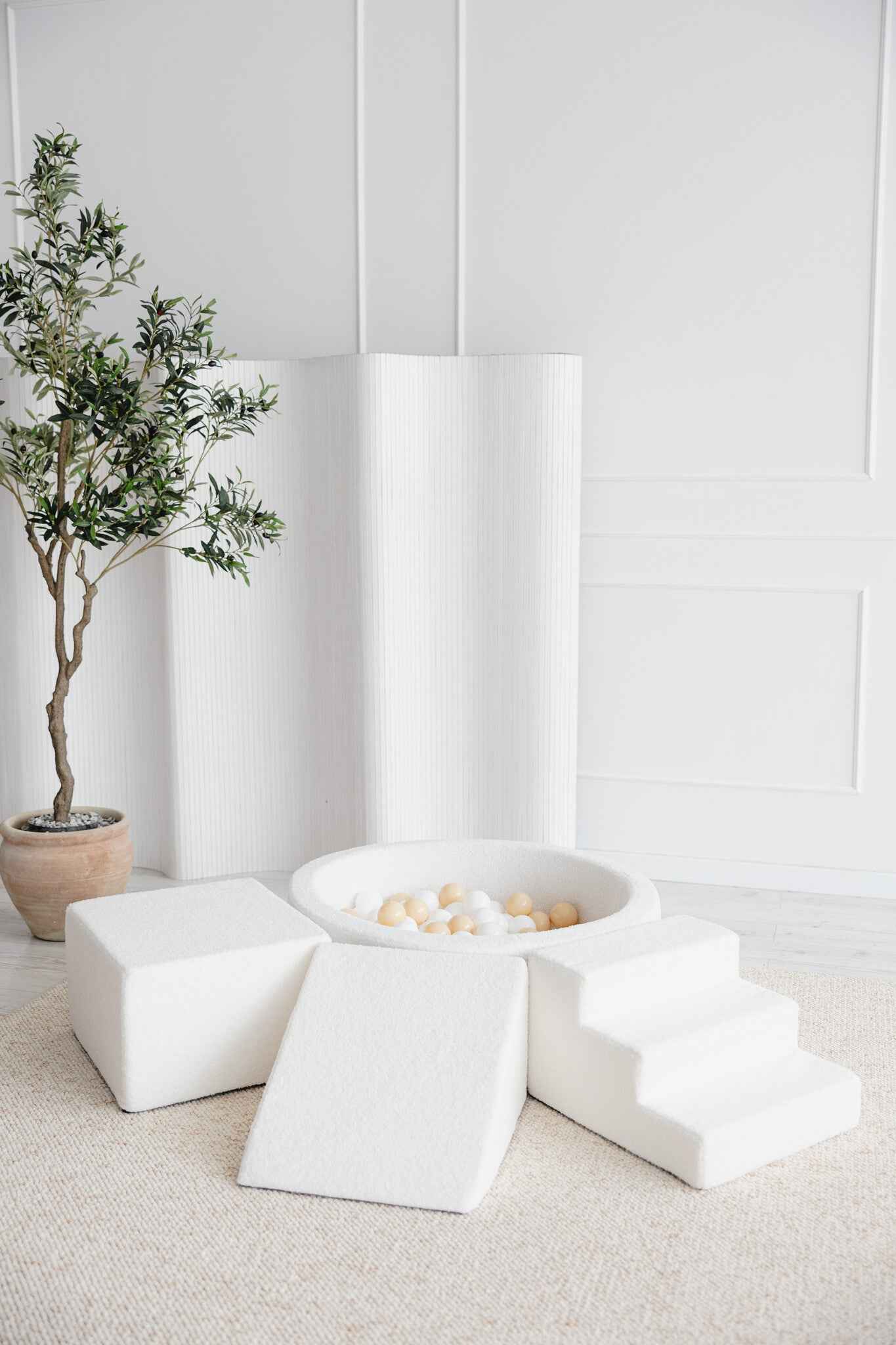 Moje |  3 Elementen + Ballenbad - BouclÃ© White 90x30 cm + 200 Ballen