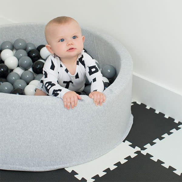 Ballenbad - ball pit - rond grijs - incl 200 ballen grijs-zwart-wit