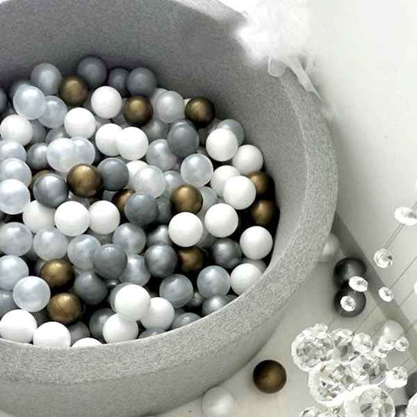 Ball pit - grey - includes 200 white-pearl-gold-silver balls